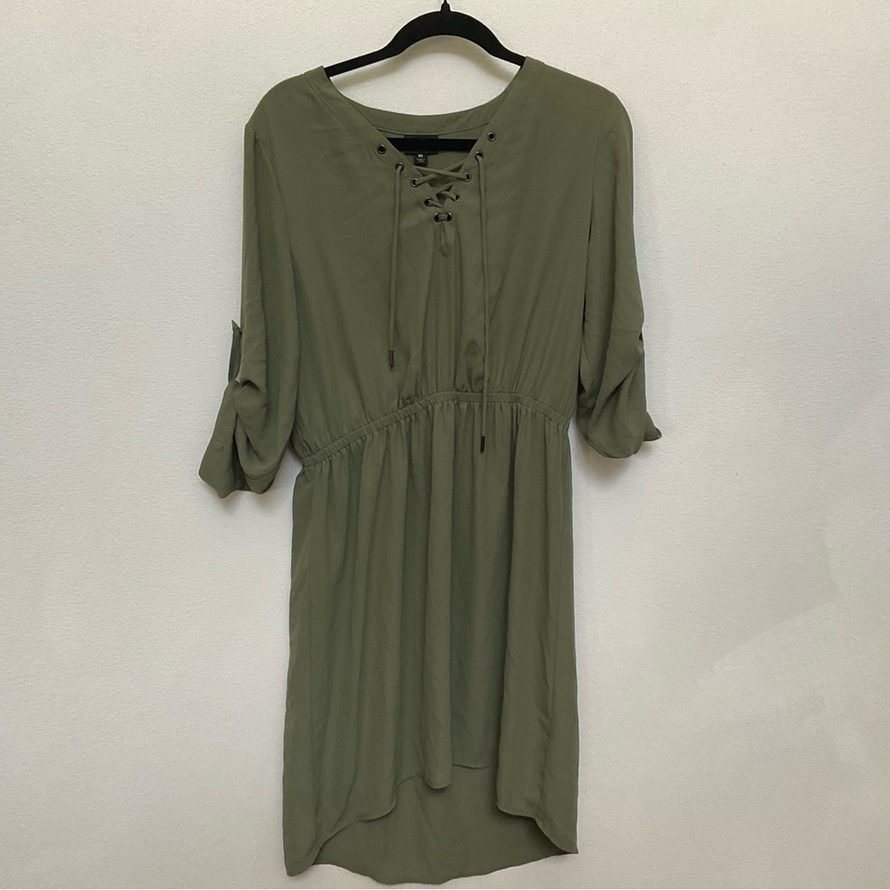 Mossimo Army Green Tab Sleeve Lace Up Front Dress Size Medium